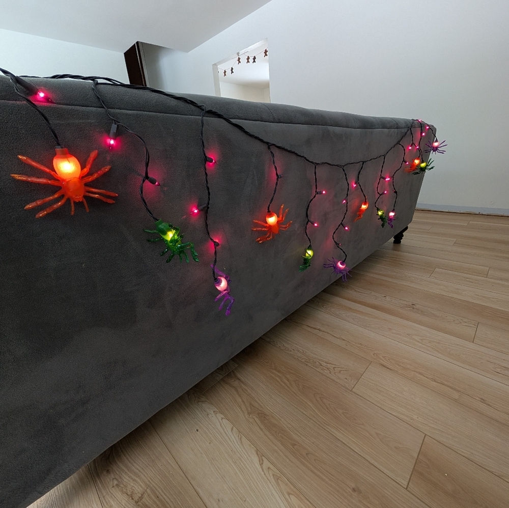 Colorful Spider String Lights for Halloween Decor, 6 Ft - Picture 2 of 11